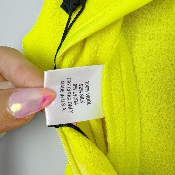 SERGIO HUDSON | NEW Neon Yellow Wool-Crepe Flare Leg Pants Women’s Size 2 - Picture 11 of 15